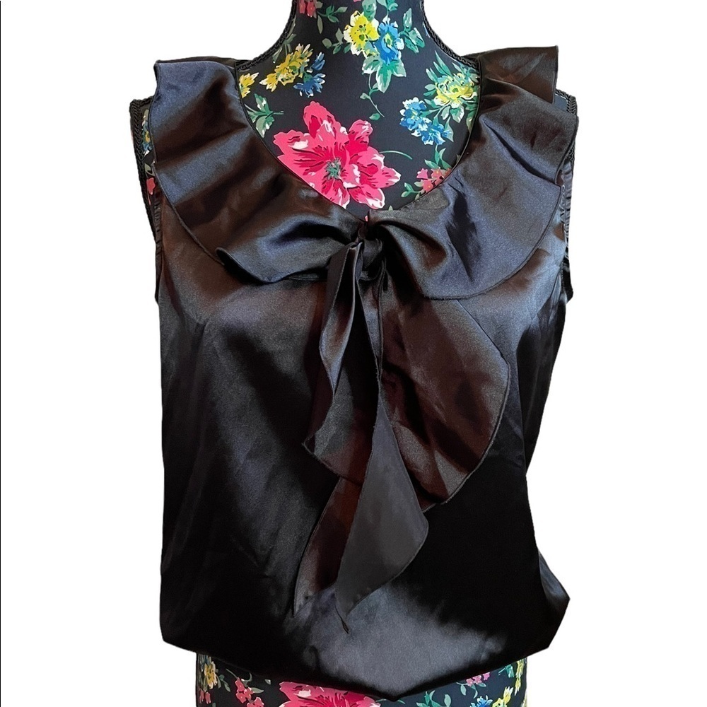 Kathleen Kirkwood Camisole Undercover Agent black  Ruffle Collar Cami satin